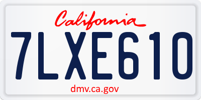 CA license plate 7LXE610