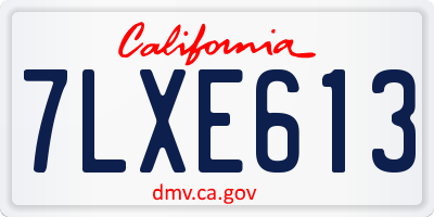 CA license plate 7LXE613