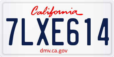 CA license plate 7LXE614