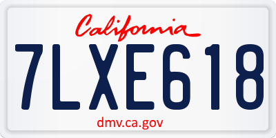 CA license plate 7LXE618