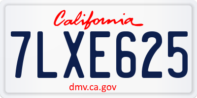 CA license plate 7LXE625