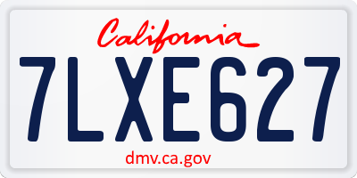 CA license plate 7LXE627
