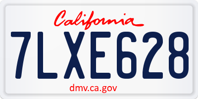 CA license plate 7LXE628