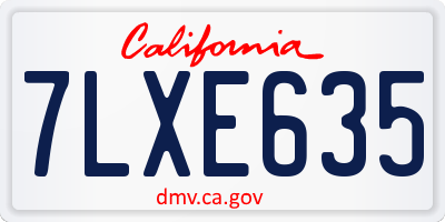 CA license plate 7LXE635