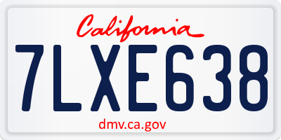 CA license plate 7LXE638