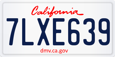 CA license plate 7LXE639