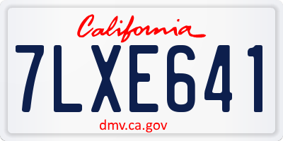 CA license plate 7LXE641