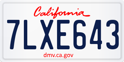 CA license plate 7LXE643