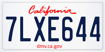 CA license plate 7LXE644