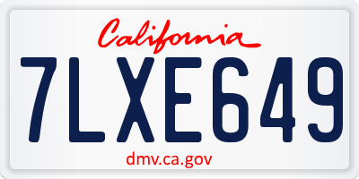 CA license plate 7LXE649