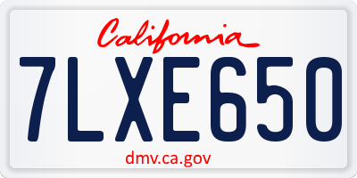 CA license plate 7LXE650