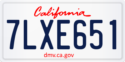 CA license plate 7LXE651