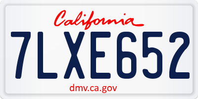 CA license plate 7LXE652