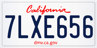 CA license plate 7LXE656