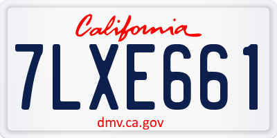 CA license plate 7LXE661