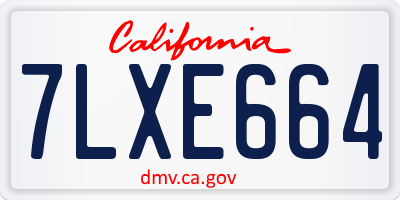 CA license plate 7LXE664