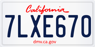 CA license plate 7LXE670