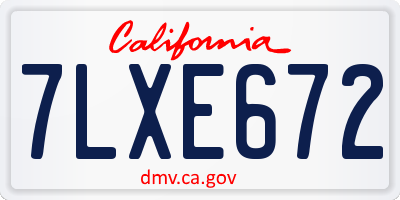 CA license plate 7LXE672