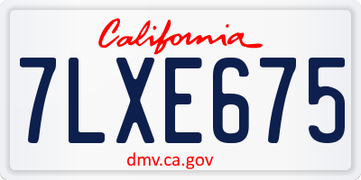 CA license plate 7LXE675