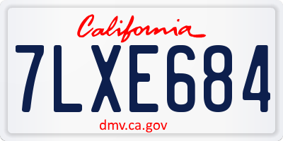 CA license plate 7LXE684