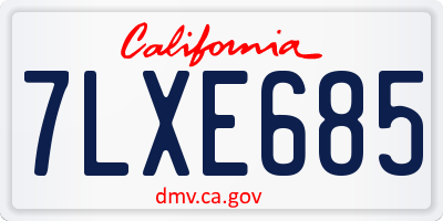 CA license plate 7LXE685