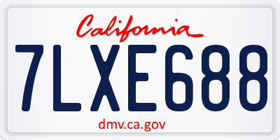 CA license plate 7LXE688