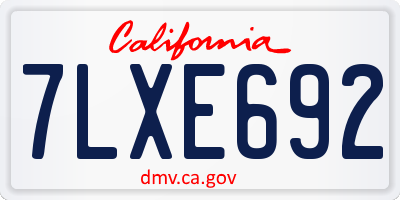 CA license plate 7LXE692