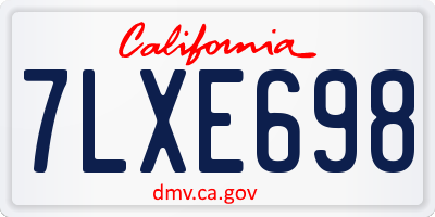 CA license plate 7LXE698