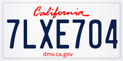CA license plate 7LXE704