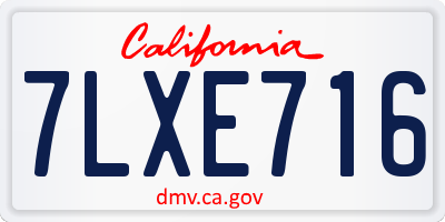 CA license plate 7LXE716
