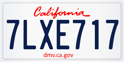 CA license plate 7LXE717
