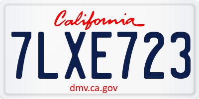 CA license plate 7LXE723
