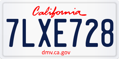 CA license plate 7LXE728