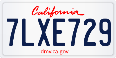 CA license plate 7LXE729