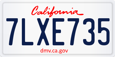 CA license plate 7LXE735