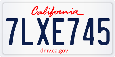 CA license plate 7LXE745