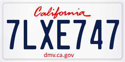 CA license plate 7LXE747
