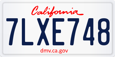 CA license plate 7LXE748