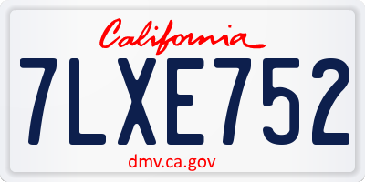 CA license plate 7LXE752