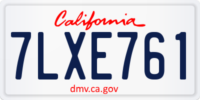 CA license plate 7LXE761
