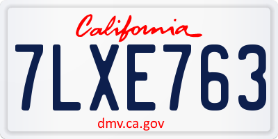 CA license plate 7LXE763