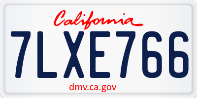 CA license plate 7LXE766