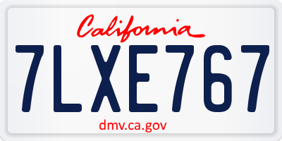 CA license plate 7LXE767