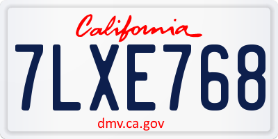 CA license plate 7LXE768