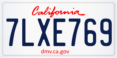 CA license plate 7LXE769
