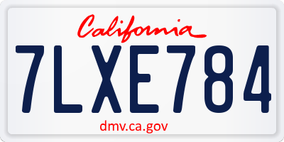 CA license plate 7LXE784