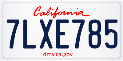 CA license plate 7LXE785
