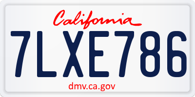 CA license plate 7LXE786