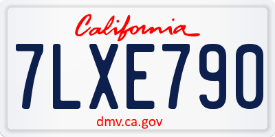 CA license plate 7LXE790