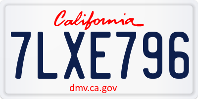 CA license plate 7LXE796